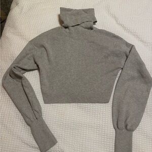 Aritzia Wilfred Light Gray Cowl Neck cropped Sweater